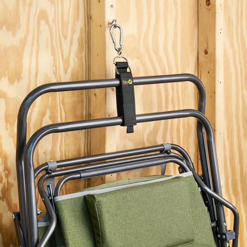 Wrap-It Storage Hook 'n Hang Straps - 18" (2-Pack) Black - Carabiner Straps to use as an Extension Cord Holder with Hooks - Image 3